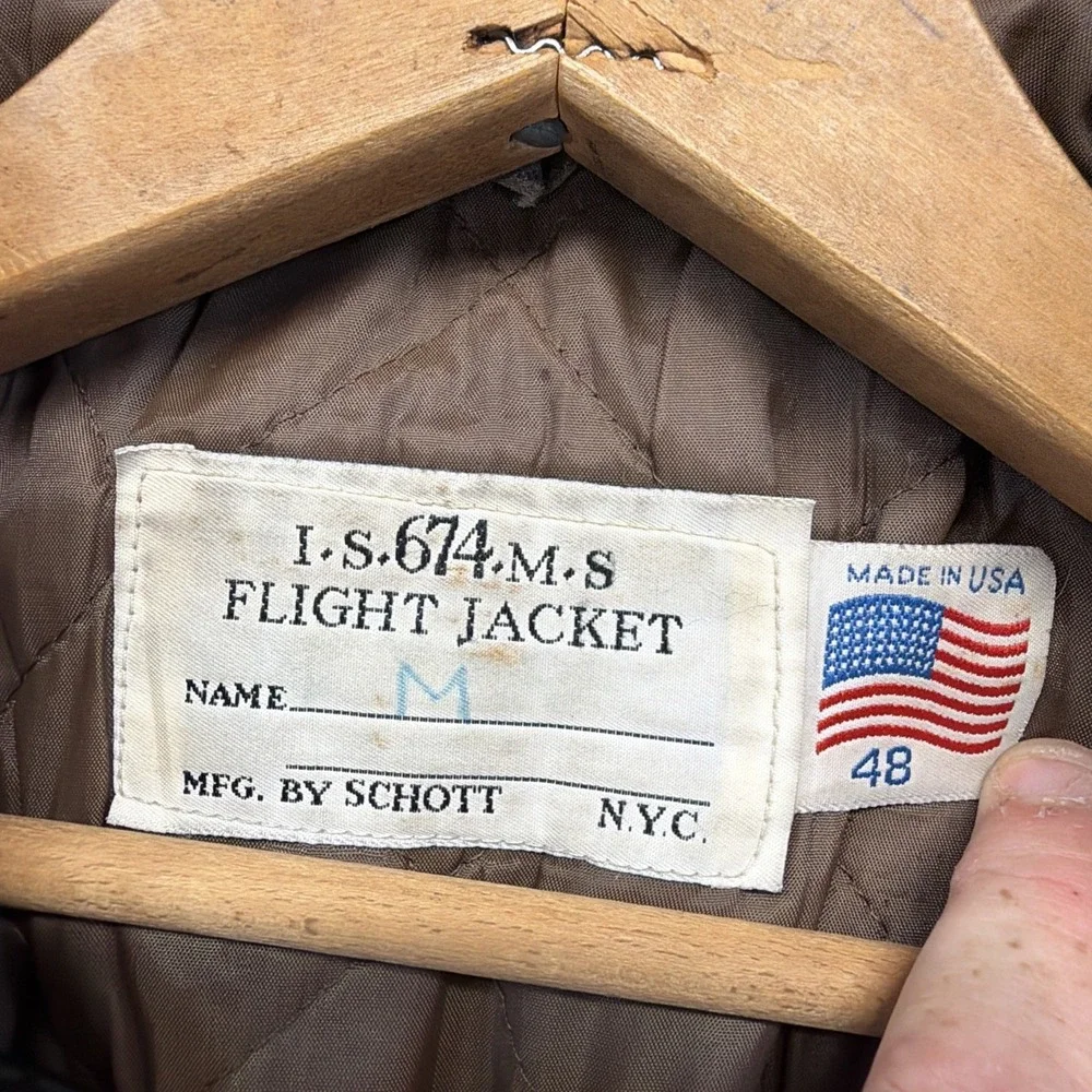 Vintage Schott Bros NYC A-2 Leather Flight Bomber Jacket Mens Size 48 USA